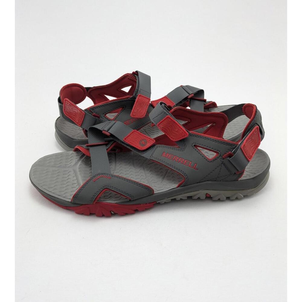 Mens Merrell High Rise Wet Grip Gray Red Adjustable Strap Sandals J12865 Size 14